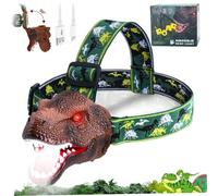 Lampe frontale de dinosaure avec des yeux éclairés et des lames de fronts de rugissement réaliste pour les enfants avec un bandeau réglable USB RECHARGÉable stable sur / clignotant 90 CHEF ALIFABLES