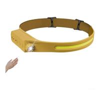 Lampe frontale en silicone avec contrôle gestuel de mouvement et source de lumière LED COB pour l'extérieur pour le camping et les opérations mains libres (jaune)