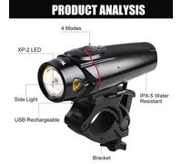 Lampe Frontale Et Arrière De Vélo Intelligente À Led, Rechargeable Par Usb, 2200mah, Phare De Bicyclette Étanche, Ultraléger, Lampe-Torche De Cyclisme Pour Vtt