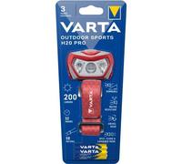 VARTA Lampe Frontale LED incl. 3x piles AAA, Outdoor Sports H20 Pro, torche frontale, trois modes d'éclairage, étanche aux éclaboussures, dimmable, à tête pivotante, rouge