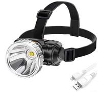 Lampe frontale haute puissance 35000LM étanche rechargeable LED lampe de poche avec grand angle et options de faisceau (noir)