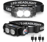 Lampe Frontale - KCVV - 2000 Lumens - Rechargeable USB - Étanche IPX5 - 3 Modes d'Éclairage