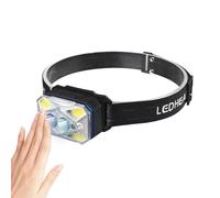 Lampe frontale LED - 7,1 x 4,5 x 4,2 cm - Phare puissant et léger - 9 modes de luminosité avec détecteur de mouvement pour camping, randonnée, course à pied, pêche, marche, travail en plein air