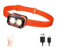 Lampe frontale LED avec détecteur de mouvement rechargeable USB 1200 mAh Lumière vive IPX4 étanche 3 modes réglable à 60 degrés Bande élastique légère pour randonnée, camping, course à pied, vélo