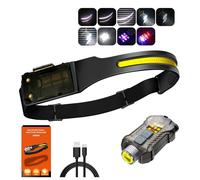 Lampe Frontale Led Cob Avec Capteur Bikight,Aimant À L'arrière,Lumière Uv,Rechargeable Par Usb-C,Phare Led Cob Pour Le Travail