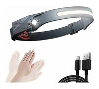 Lampe Frontale Led, Lampe Torche, Lampe Frontale Led Rechargeable Puissante Cob Xpe À 4 Modes Avec Capteur De Mouvement Intégré Et Câble De Données Usb-C