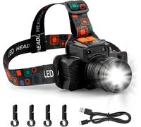 Lampe Frontale Led Rechargeable, 10w Lampe Super Lumineuse Avec Détecteur De Geste, 3 Modes D'eclairage, Détecteur Et Flash Alternatif, Ip31 Légère & Étanche Pour Jogging, Camping, Pêche