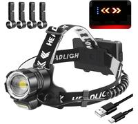Lampe Frontale Led Rechargeable, 15000 Lumens Super Bright Headlamp Avec Lumière Cob, 3 Modes De Lumière, Mise Au Point Réglable, Fonction Power Bank, Ip68 Étanche Headlamp