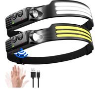 Lampe Frontale LED Rechargeable 3000 Lumens - Torche Frontale Ultra Puissante 230° avec Capteur de Mouvement, IPX5 Étanche, USB Type-C, pour Camping, Vélo, Course, Bricolage