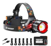 Lampe frontale LED rechargeable, 8000 lumens, très lumineuse, avec capteur de portée de faisceau de 800 m, 3 modes d'éclairage, éclairage continu de 10 h, lampe frontale LED pour randonnée, cyclisme