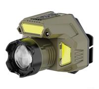 Lampe frontale LED rechargeable avec détecteur de mouvement - Batterie 1200 mAh - Détection d'onde IPX4 - Étanche - Double faisceau de visibilité de 100 mètres - Convient pour la randonnée, le camping