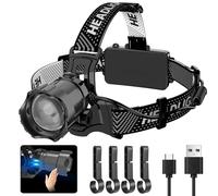 Lampe frontale LED rechargeable, lampe frontale 10000 Super Bright avec 3 modes d'éclairage, lampe frontale ajustable à 90°, lampe frontale légère étanche IP65, adaptée à l'utilisation en extérieur