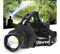 Lampe frontale LED rechargeable par USB, lampe frontale XHP70 super lumineuse 90 000 haute lumen avec 5 modes, piles incluses, zoomable, phare étanche pour camping, chasse, course à pied, pêche, vélo