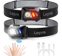 Lampe Frontale Led Rechargeable Puissante,Torches Frontales Led 1500lux Avec Capteur De Mouvement,5 Modes D'eclairage Et Etanche Pour Course,Peche,Bricolage-2pcs