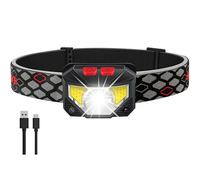 Lampe Frontale Led Rechargeable, Torche Frontale Avec Lumière Rouge Blanche, Étanche Détecteur De Mouvement Phare Noir