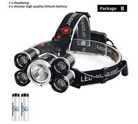 Lampe Frontale Led Super Brillante, Avec 5 X T6, 4 Modes D'éclairage, Pour Le Camping, L'aventure, La Pêche, Etc.