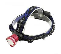 Lampe frontale LED T6 réglable avec double lentille fisheye, faisceau rotatif à 180 degrés pour le camping et la randonnée, phare rechargeable en bleu (rouge)