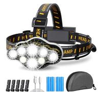 Lampe Frontale Led Ultra Puissante,18000 Lumens 8 Led 8 Modes Lampe Frontale Led Rechargeable USB 90° RéGlable Ipx4 ÉTanche,Torches Frontales Parfait Pour Camping, Pêche, Cave, Jogging Et Randonnée