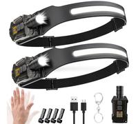 Lampe Frontale Led Ultra Puissante,2000 Lumens Zoomable 230° Lampe Torche,1500 mAh Lumière UV Capteur De Mouvement Frontale Led,Magnétique Amovible Étanche IPX5,Pour Pêche,Camping Accessoires