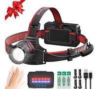 Lampe Frontale Led Ultra Puissante,3000 Lumens 11 Modes Lampe Frontale,7800mah Lampe Frontale Rechargeable Avec Capteur Et Voyant Rouge,90 ° Réglable Pour Pêche,Camping,Running