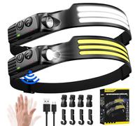 Lampe Frontale LED Ultra Puissante,3000 Lumens Super Lumineux 3*LED 230° Torche Frontale Rechargeable USB Capteur De Mouvement,Étanche IPX5 Poids 0.14lb léger,Pour Pêche,Camping,Cyclisme,Running
