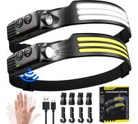 Lampe Frontale Led Ultra Puissante,3000 Lumens Super Lumineux 3*Led 230° Torche Frontale Rechargeable Usb Capteur De Mouvement,Étanche Ipx5 Poids 0.14lb Léger,Pour Pêche,Camping,Cyclisme,Running