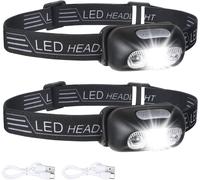 Lampe Frontale [Lot De 2], Lampe Torche Frontale Puissante 200 Lm 3 Modes Mode Capteur Sensible, Ultra-Léger & Réglable Lampes Frontales Enfants Pour Pêche, Camping, Randonnée, Cyclisme