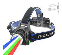 Lampe Frontale Multicolore 4 en 1, Lampe Frontale LED Rechargeable avec Lumière Rouge, Verte, Blanche, Bleue, Frontale 4 Couleurs 800 lumens Zoomable pour la Peinture, la Photographie, le Camping