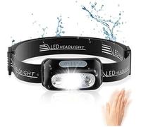 Lampe frontale, puissante lampe frontale à LED avec détecteur de mouvement, étanche IPX6, 4 modes d'éclairage, lampe frontale prof