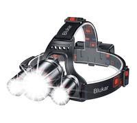 Lampe Frontale Rechargeable 8000Lm, LED Puissante, Zoomable, Angle 90° Réglable, 5 Modes, Étanche, Avec Lumière Rouge