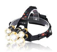 Lampe frontale rechargeable, lampe frontale 18000 lumens, étanche IPX4, lampe de poche réglable à 90 °, lampe frontale parfaite 5 LEDS pour le camping, la randonnée, la pêche