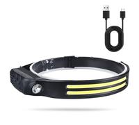 Lampe Frontale Rechargeable, Lampe Frontale LED Rechargeable USB, LED Ultra Puissante Torche Frontale avec 8 Modes d’Éclairage & Détecteur de Mouvement Pour Camping, Pêche, Jogging et Randonnée