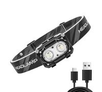 Lampe frontale rechargeable - Lanterne LED ABS 5,4 x 4,3 x 3,9 cm, capteur de mouvement, 6 modes d'éclairage, conception étanche, lumière brillante pour casque de sécurité | Camping en plein air pêche