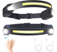 Lampe Frontale Rechargeable Led 2pcs Lampe Torche Frontale Avec 6 Modes Détecteur De Mouvement 260 Degrés Étanche Ipx4 Usb C Pour Pêche, Camping, Randonnée