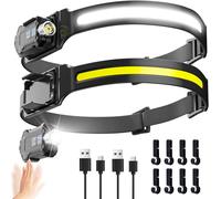 Lampe Frontale Rechargeable Led 2pcs Mini Torche Détachable 2 En 1 Avec Détecteur De Mouvement,9 Modes D'éclairage,Faisceau Large De 230°,Pour Le Camping,La Randonnée,La Pêche Et La Course À Pied