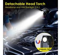 Lampe Frontale Rechargeable Led 2pcs Mini Torche Détachable 2 En 1 Avec Détecteur De Mouvement,9 Modes D'éclairage,Faisceau Large De 230°,Pour Le Camping,La Randonnée,La Pêche Et La Course À Pied