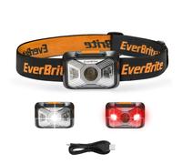 Lampe Frontale Rechargeable Par Usb Avec Lumiere Blanche Et Rouge Everbrite, 4 Modes D'eclairage Reglable 200 Lm, Torche Frontale Led Rechargeable Pour Peche, Camping, Lecture, Randonnee