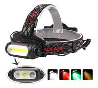 Lampe Frontale Rechargeable, Puissante Lampe Frontale Led Cob 1000 Lumens Avec Lumière Rouge/Verte/Blanche Pour La Pêche, Le Camping, La Randonnée, La Vision Nocturne (3 Couleurs De Lumière)