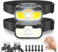 Lampe Frontale Rechargeable, Super Lumineux 2000lm Torche Frontale Led Puissante Avec Voyant Rouge, 14 Modes D'éclairage, Capteur Mouvement, Lampe Frontale Étanche Pour Course, Camping, Pêche