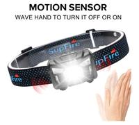 Lampe Frontale Rechargeable Torche Frontale à Capteur Ultra-léger LED de 500 Lumens avec Détecteur de Mouvement Lumière Rouge