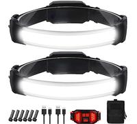 Lampe frontale rechargeable, ultra lumineuse mise à niveau 1500 lumens, 6 modes, lampe frontale LED rechargeable avec feu arrière (contrôle individuel), large faisceau de 230°, lampe frontale étanche