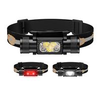 Lampe frontale rouge rechargeable Sofirn H05B LED super lumineuse 2322 lumens, haute IRC LED avec 15 modes de luminosité pour la randonnée, la course, le travail, la pêche