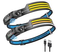 Lampe frontale Smiling Shark, lot de 2, 230 LED grand angle, 3 bandes lumineuses multicolores rechar