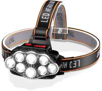 Lampe Frontale, Super Brillante Lampe À 8 Del Rechargeable Usb Imperméable Réglable Pour Le Camping, La Pêche, La Cave, Le Jogging Et La Randonnée, (Y-006)