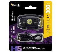 Lampe frontale technique avec revêtement en caoutchouc, LED XTE, USB-C, lumière rouge, stroboscope