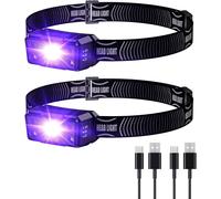 Lampe Frontale Uv À Lumière Noire Rechargeable 395 Nm Avec Lumière Blanche Et Ultraviolette, Détecteur Pour Taches D'urine De Chien, Chat, Punaises De Lit, Détecteur De Scorpions