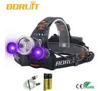 Lampe Frontale Uv Violet, 6000lm + 2 X Xpe, 395nm, 3 Modes, Chargeur Usb, Pour Recherche Et Pêche