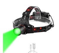 Lampe Frontale Verte, WESLITE 1000 Lumens Lampes Frontales Rechargeable avec Lumière Verte Zoom Capable Torche Frontale Puissante de Chasse pour Vision Nocturne, Pêche, Camping (Lumière Verte)