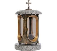 Lampe funéraire avec croix or Bohus gris