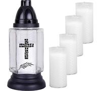 Lampe funéraire en verre (24cm) avec croix incl. 5 bougies de recharge Brava blanc